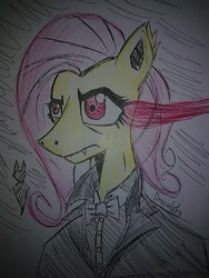 Size: 960x1280 | Tagged: safe, artist:lawrencexviii, fluttershy, bat pony, pony, g4, female, flutterbat, race swap, solo