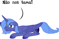 Size: 1092x732 | Tagged: safe, artist:age3rcm, princess luna, g4, female, portuguese, s1 luna, sad, simple background, solo, transparent background, unshorn fetlocks, vector