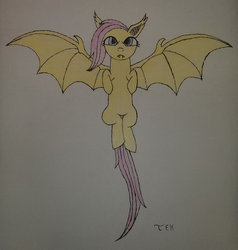 Size: 872x915 | Tagged: safe, artist:tek314, fluttershy, bat pony, pony, bats!, g4, female, flutterbat, race swap, solo