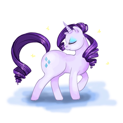 Size: 1000x1000 | Tagged: safe, artist:lawiachan, rarity, pony, unicorn, g4, eyes closed, female, mare, raised hoof, solo