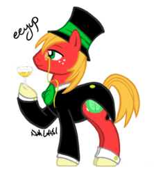 Size: 576x648 | Tagged: safe, artist:beefcrow, big macintosh, earth pony, pony, g4, hat, male, monocle, simple background, solo, stallion, top hat, transparent background