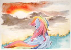 Size: 1474x1039 | Tagged: safe, artist:ruby, rainbow dash, g4, female, solo, traditional art, watercolor painting