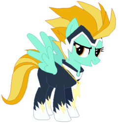 Size: 402x416 | Tagged: safe, artist:owe-b-1, lightning dust, zapp, g4, clothes, costume, female, power ponies, solo