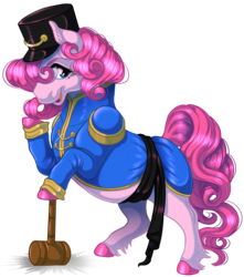 Size: 1431x1622 | Tagged: safe, artist:kittehkatbar, pinkie pie, g4, female, hammer, nutcracker, simple background, solo, transparent background