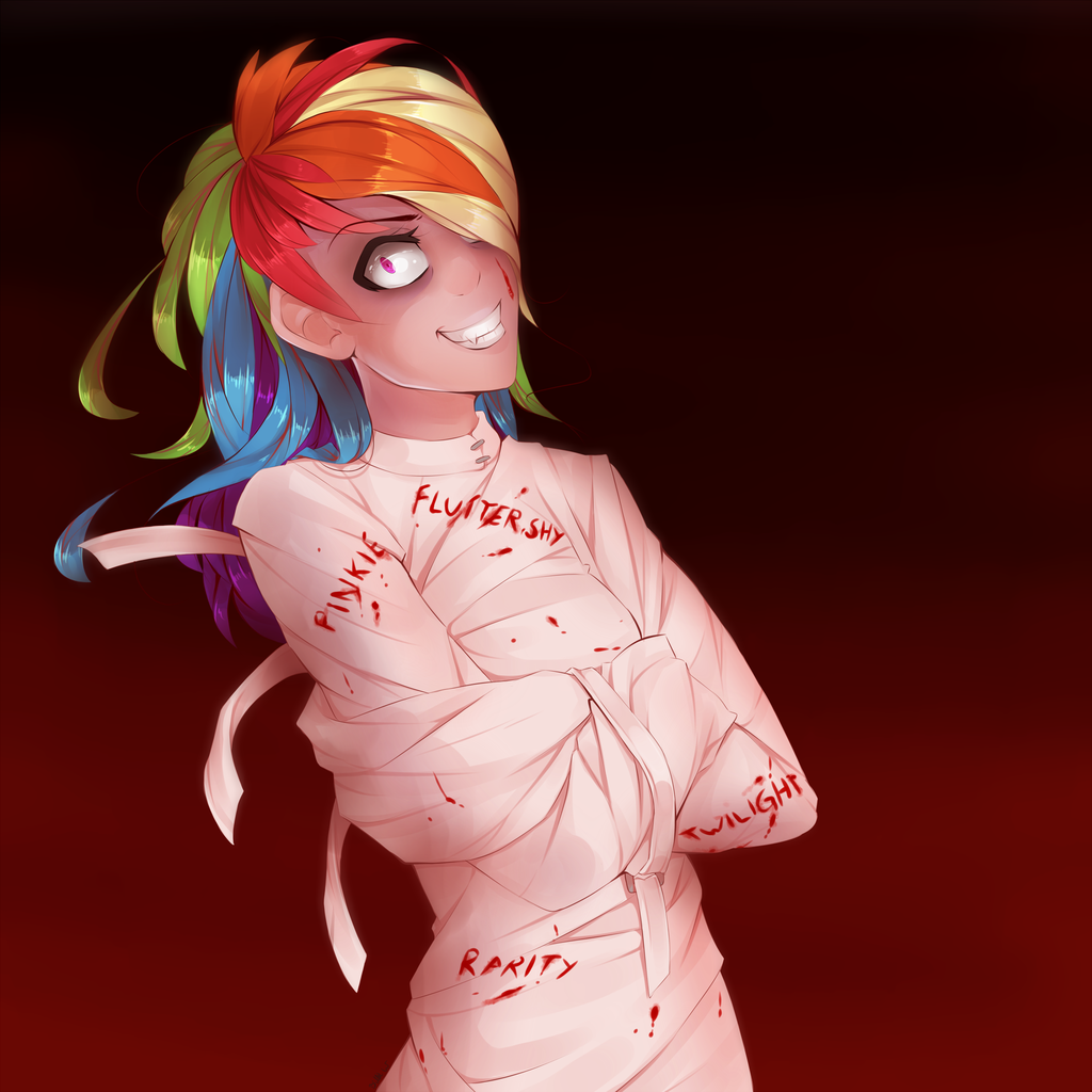 grimdark, artist:missangest, rainbow dash, human, g4, female, high res, hum...