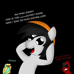 Size: 500x500 | Tagged: safe, artist:midnightmeowth, oc, oc only, oc:arty, dialogue, facehoof, hat, smiling, text