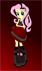 Size: 652x1105 | Tagged: safe, artist:aswmkid3, fluttershy, equestria girls, g4, alternate hairstyle, boots, clothes, cute, dress, emo, emoshy, eqg promo pose set, female, happy, shyabetes, skirt, smiling, solo, tank top