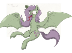 Size: 3020x2236 | Tagged: safe, artist:frikdikulous, fluttershy, bat pony, pony, bats!, g4, colored, fangs, female, flutterbat, race swap, sketch, solo