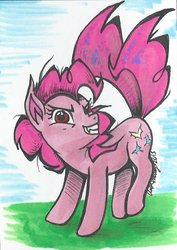 Size: 745x1050 | Tagged: safe, artist:asiamartinez, pinkie pie, g4, bat ponified, female, painting, pinkiebat, solo