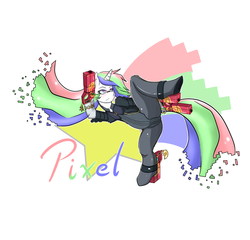 Size: 2600x2500 | Tagged: safe, artist:pixelstarpony, oc, oc only, oc:pixelstar, pony, unicorn, bayonetta, cosplay, crossover, solo