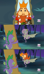 Size: 1088x1831 | Tagged: safe, edit, fluttershy, bat pony, pony, bats!, g4, chewing, chewing king, comic, exploitable, flutterbat, flutterbat's mirror, food, meme, mirror, only the brave can rescue the kidnapped princess, race swap