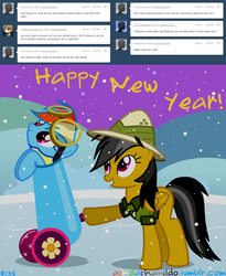 Size: 1280x1559 | Tagged: safe, artist:drumblastingquilava, daring do, rainbow dash, pegasus, pony, g4, ask, askdashanddo, partillery, party cannon, pony cannonball, tumblr