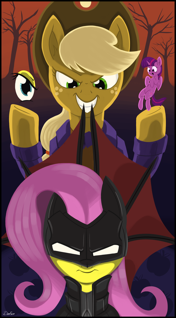 Applejack Batmare #511051 - safe, artist:dimfann, applejack, fluttershy, twilight sparkle ...