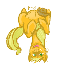 Size: 1681x1827 | Tagged: safe, artist:twizzle, applejack, g4, female, kicking, pregnant, simple background, solo, upside down