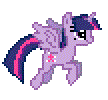 Size: 108x100 | Tagged: safe, artist:botchan-mlp, twilight sparkle, alicorn, pony, g4, desktop ponies, female, flying, gif, mare, non-animated gif, pixel art, simple background, solo, sprite, twilight sparkle (alicorn), white background