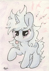 Size: 676x991 | Tagged: safe, artist:slightlyshade, trixie, pony, unicorn, g4, female, fluffy, mare, messy mane, solo, tongue out, traditional art