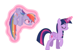 Size: 7411x4837 | Tagged: safe, artist:abion47, rainbow dash, twilight sparkle, alicorn, pony, daring don't, g4, .ai available, .svg available, absurd resolution, female, levitation, magic, mare, simple background, stern, transparent background, twilight sparkle (alicorn), vector