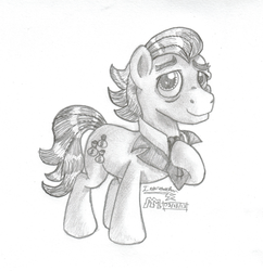 Size: 1599x1653 | Tagged: safe, artist:inurantchan, filthy rich, earth pony, pony, g4, male, monochrome, solo, stallion, traditional art