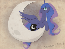 Size: 2048x1529 | Tagged: safe, artist:jonah-yeoj, princess luna, g4, female, moon, solo, tangible heavenly object