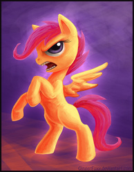 Size: 774x1000 | Tagged: safe, artist:gingerfoxy, scootaloo, g4, female, fighting stance, rearing, solo