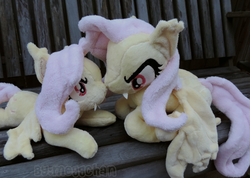 Size: 1175x835 | Tagged: safe, artist:meggchan, fluttershy, bat pony, pony, bats!, g4, flutterbat, irl, lying down, photo, plushie, prone, race swap, self plushidox