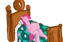 Size: 3000x2000 | Tagged: safe, artist:twizzle, pinkie pie, g4, bed, female, kicking, one eye closed, pregnant, solo, wink