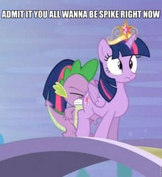 Size: 736x806 | Tagged: safe, edit, edited screencap, screencap, spike, twilight sparkle, alicorn, pony, g4, princess twilight sparkle (episode), season 4, bronybait, butt, caption, faceful of ass, female, male, mare, meme, out of context, plot, roflbot, ship:twispike, shipping, spike running into twilight's rear, straight, twilight sparkle (alicorn), wingless spike