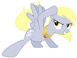 Size: 3950x3000 | Tagged: safe, artist:ready2fail, derpy hooves, pegasus, pony, g4, princess twilight sparkle (episode), .ai available, .svg available, action pose, element of muffins, elements of harmony, female, high res, mare, muffin, necklace, simple background, sliding, solo, transparent background, underp, vector