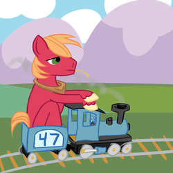 Size: 1000x1000 | Tagged: safe, artist:jimthecactus, big macintosh, earth pony, pony, g4, male, solo, stallion, train