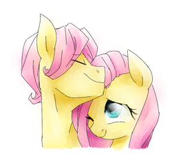 Size: 960x896 | Tagged: safe, artist:annie-aya, fluttershy, g4, butterscotch, female, male, nuzzling, rule 63, self ponidox, selfcest, ship:flutterscotch, shipping, straight