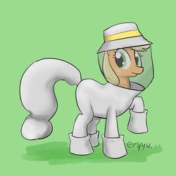 Size: 900x900 | Tagged: safe, artist:empyu, applejack, g4, 30 minute art challenge, beekeeper, female, looking at you, raised hoof, solo