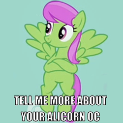 Size: 400x400 | Tagged: safe, edit, edited screencap, screencap, merry may, g4, it's about time, my little pony: friendship is magic, caption, cropped, crossed hooves, female, image macro, meme, not so merry may, reaction image, sarcasm, smirk, solo