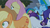 Size: 640x355 | Tagged: safe, screencap, applejack, fluttershy, rainbow dash, rarity, earth pony, pegasus, unicorn, castle mane-ia, g4, my little pony: friendship is magic, castle of the royal pony sisters, horn, meme, messy mane, mlp-captions, twig, youtube caption