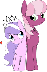 Size: 641x978 | Tagged: safe, artist:mcsadat, cheerilee, diamond tiara, earth pony, pony, g4, age difference, cheeritiara, female, filly, foal, heart, lesbian, mare, necklace, shipping, teacher and student