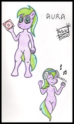 Size: 482x800 | Tagged: safe, artist:rdk, aura (g4), earth pony, pony, semi-anthro, g4, bipedal, filly, traditional art