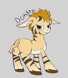 Size: 797x914 | Tagged: safe, artist:owlvortex, oc, oc only, oc:donkra, butt, donkra, female, gray background, looking at you, looking back, looking back at you, plot, quadrupedal, simple background, solo, unshorn fetlocks