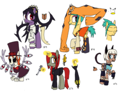 Size: 1024x744 | Tagged: safe, artist:sigmatheartist, cerebella, filia, ms. fortune, parasoul, peacock (skullgirls), ponified, samson, skullgirls