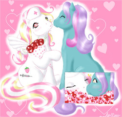 Size: 728x700 | Tagged: safe, artist:hollowzero, salty (g1), oc, pony, g1, kissing