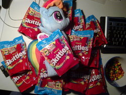 Size: 1280x960 | Tagged: safe, rainbow dash, g4, irl, nici, plushie, skittles, taste the rainbow