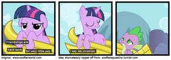 Size: 1200x420 | Tagged: safe, spike, twilight sparkle, g4, a softer world, chariot, mountain