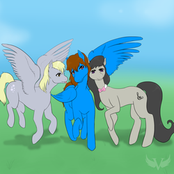 Size: 920x920 | Tagged: safe, derpy hooves, octavia melody, oc, oc:sunnyside, pegasus, pony, g4, cute, female, mare