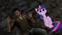Size: 600x338 | Tagged: safe, twilight sparkle, g4, nathan drake, uncharted