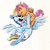 Size: 3412x3389 | Tagged: dead source, safe, artist:psychoon, rainbow dash, scootaloo, pegasus, pony, g4, blank flank, cute, cutealoo, dashabetes, duo, eyes closed, female, filly, happy, holding a pony, mare, nuzzling, open mouth, scootalove, simple background, spread wings, traditional art, white background, wings