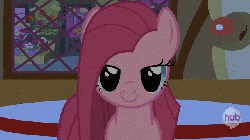 Size: 640x360 | Tagged: dead source, safe, artist:wubcakeva, pinkie pie, g4, animated, female, floppy ears, indoors, looking at you, pinkamena diane pie, seductive, solo, sugarcube corner, talking, youtube link