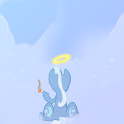 Size: 1000x1000 | Tagged: safe, artist:january3rd, trixie, pony, unicorn, g4, back, drugs, female, joint, mare, rest in peace, solo, stoned trixie