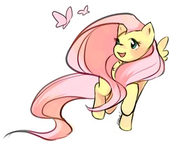 Size: 1280x1060 | Tagged: safe, artist:aquafeles, fluttershy, butterfly, g4, female, solo