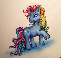 Size: 2047x1955 | Tagged: safe, artist:kyasarinn, rainbow dash, rainbow dash (g3), g3, g4, female, solo, traditional art