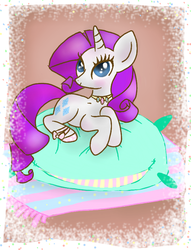 Size: 594x778 | Tagged: safe, artist:yokkishai, rarity, g4, carpet, female, pillow, solo