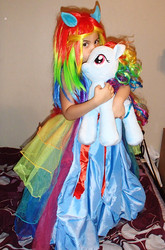 Size: 1947x2947 | Tagged: safe, rainbow dash, human, g4, build-a-bear, cosplay, irl, irl human, photo, plushie, target demographic