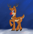 Size: 1015x1051 | Tagged: safe, artist:invaderugli, deer, original species, pegadeer, peryton, bells, cloud, collar, fluffy, looking at you, night, not sure if pony related, ponified, raised hoof, raised leg, red nose, rudolph the red nosed reindeer, sky, smiling, solo, stars, unshorn fetlocks